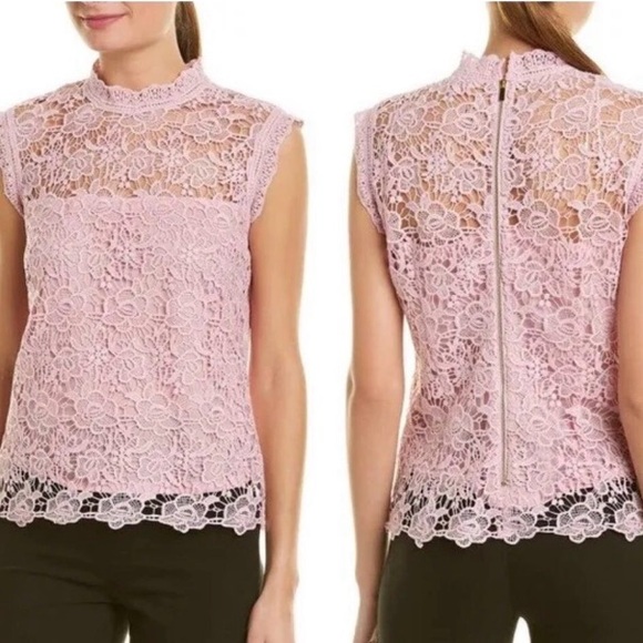 Nanette Lepore SPRING FLING Crochet Lace Sugar Plum Tank Blouse Top M - Picture 7 of 7